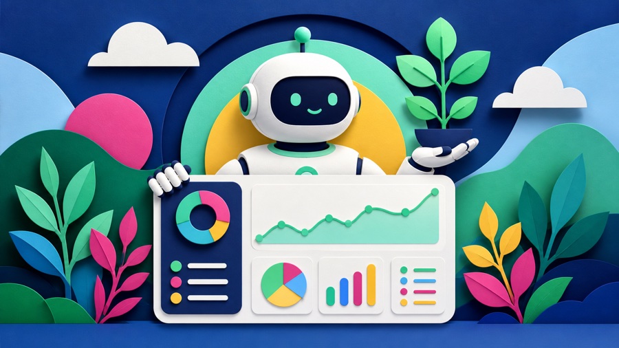 Illustrated robo-advisor managing a diversified investment portfolio