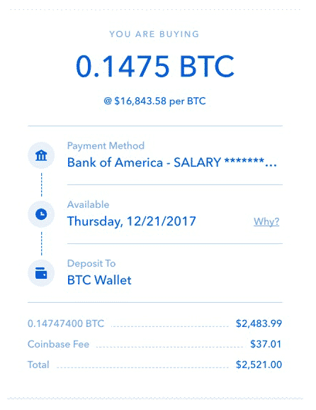 coinbase bitcoin purchase
