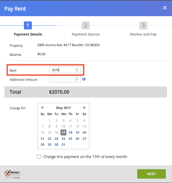 renttrack dashboard pay rent