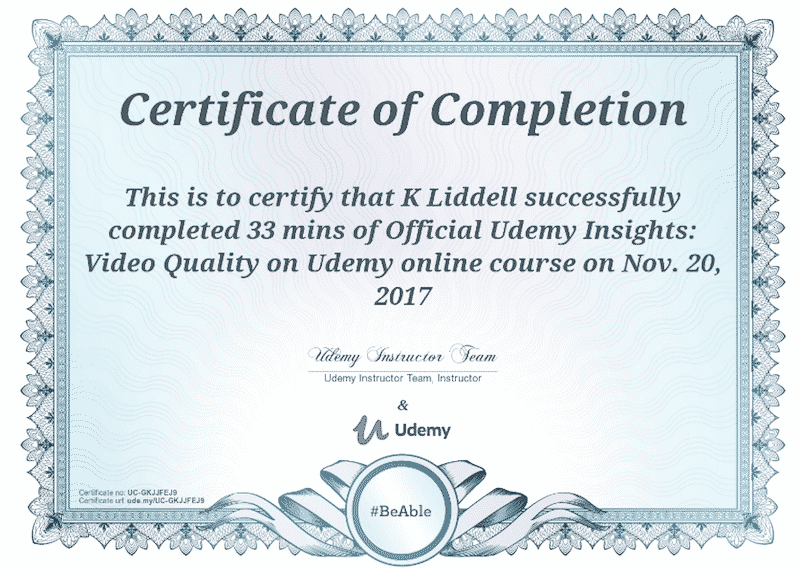 udemy certificate