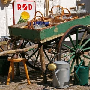 wagon baskets stool garden tools